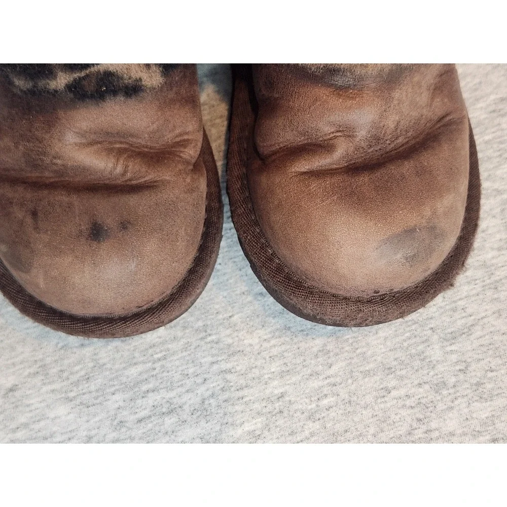 UGG Boots Kids Size 10 Brown Leopard Print Leather Buckle Winter Boots